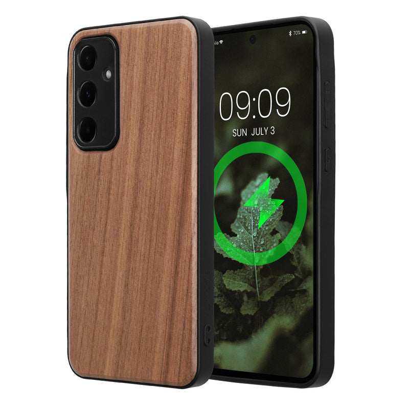 Samsung Galaxy A55 5G Holz Handyhülle mit MagSafe Dunkelbraun