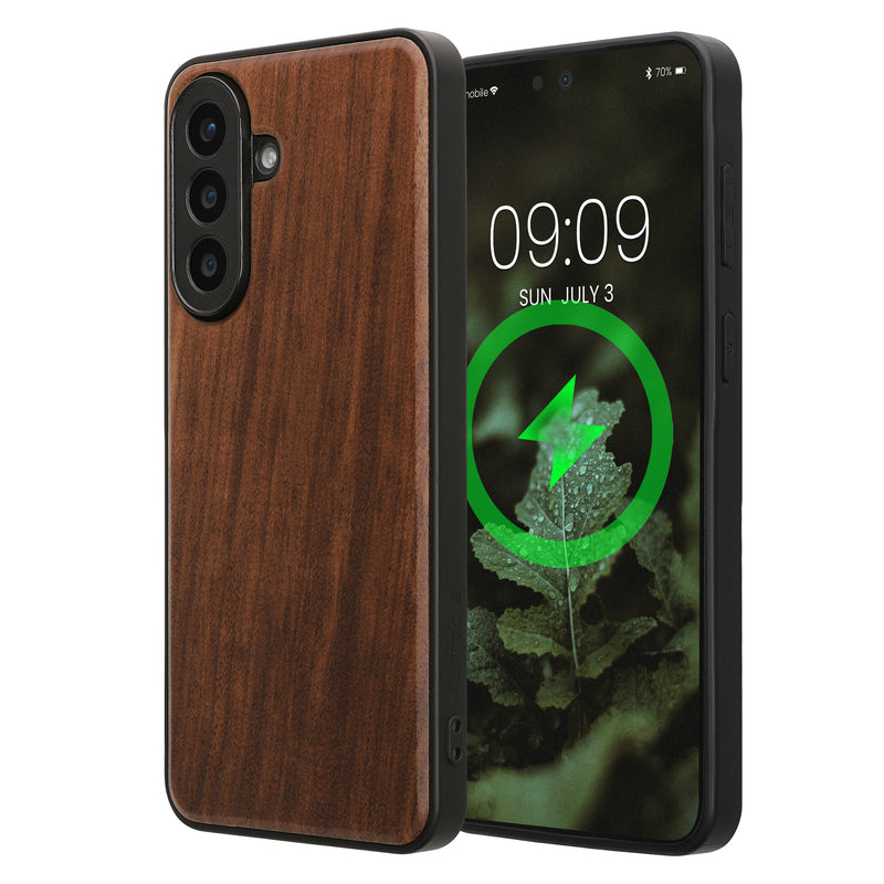 Samsung Galaxy A57 5G Holz Handyhülle mit MagSafe Dunkelbraun