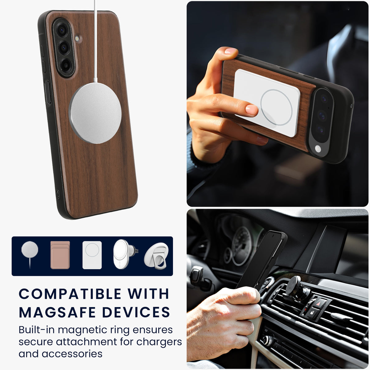 Samsung Galaxy A17 4G / 5G Holz Handyhülle mit MagSafe Dunkelbraun KWM000022AQ001C