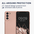 kwmobile Handyhülle für Samsung Galaxy S21 Hülle - weiche Silikon Case metallisch schimmernd - Schutzhülle Cover - Metallic Rosegold Metallic Rosegold