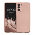 kwmobile Handyhülle für Samsung Galaxy S21 Hülle - weiche Silikon Case metallisch schimmernd - Schutzhülle Cover - Metallic Rosegold Metallic Rosegold