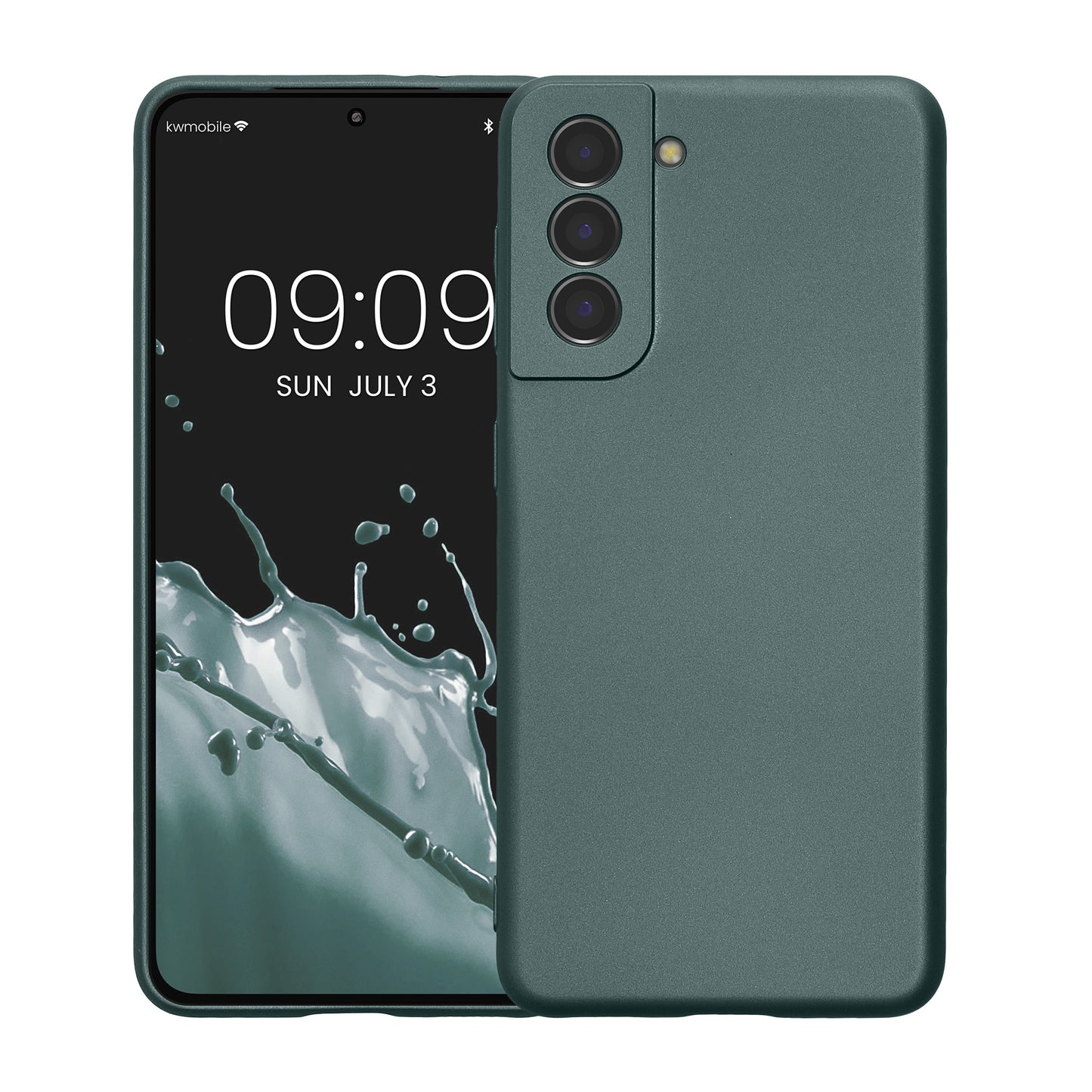 kwmobile Handyhülle für Samsung Galaxy S21 Hülle - weiche Silikon Case metallisch schimmernd - Schutzhülle Cover - Metallic Petrol Metallic Petrol