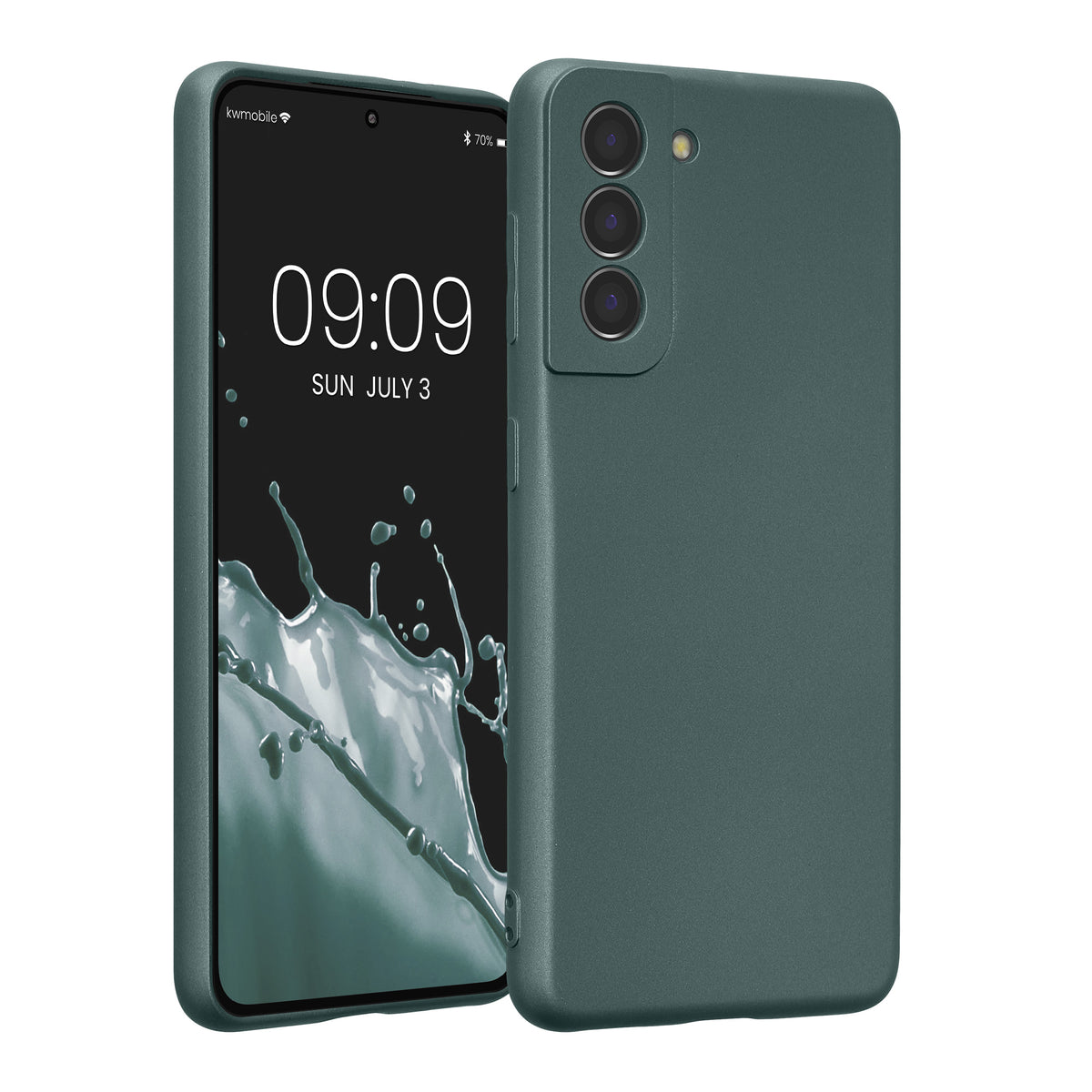 kwmobile Handyhülle für Samsung Galaxy S21 Hülle - weiche Silikon Case metallisch schimmernd - Schutzhülle Cover - Metallic Petrol Metallic Petrol