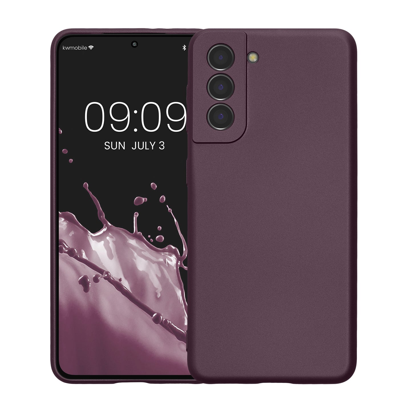 kwmobile Handyhülle für Samsung Galaxy S21 Hülle - weiche Silikon Case metallisch schimmernd - Schutzhülle Cover - Metallic Brombeere Metallic Brombeere