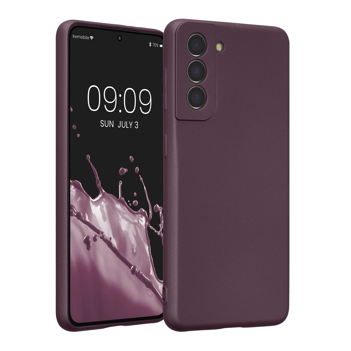 kwmobile Handyhülle für Samsung Galaxy S21 Hülle - weiche Silikon Case metallisch schimmernd - Schutzhülle Cover - Metallic Brombeere Metallic Brombeere