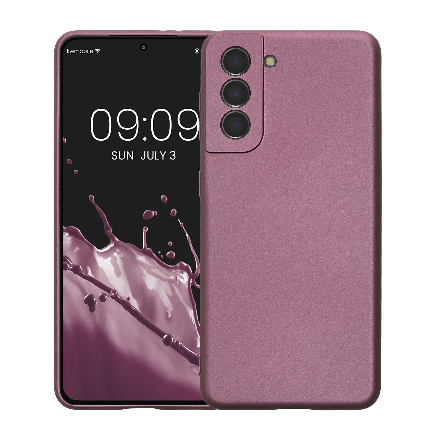 kwmobile Handyhülle für Samsung Galaxy S21 Hülle - weiche Silikon Case metallisch schimmernd - Schutzhülle Cover - Metallic Lavendel Metallic Lavendel