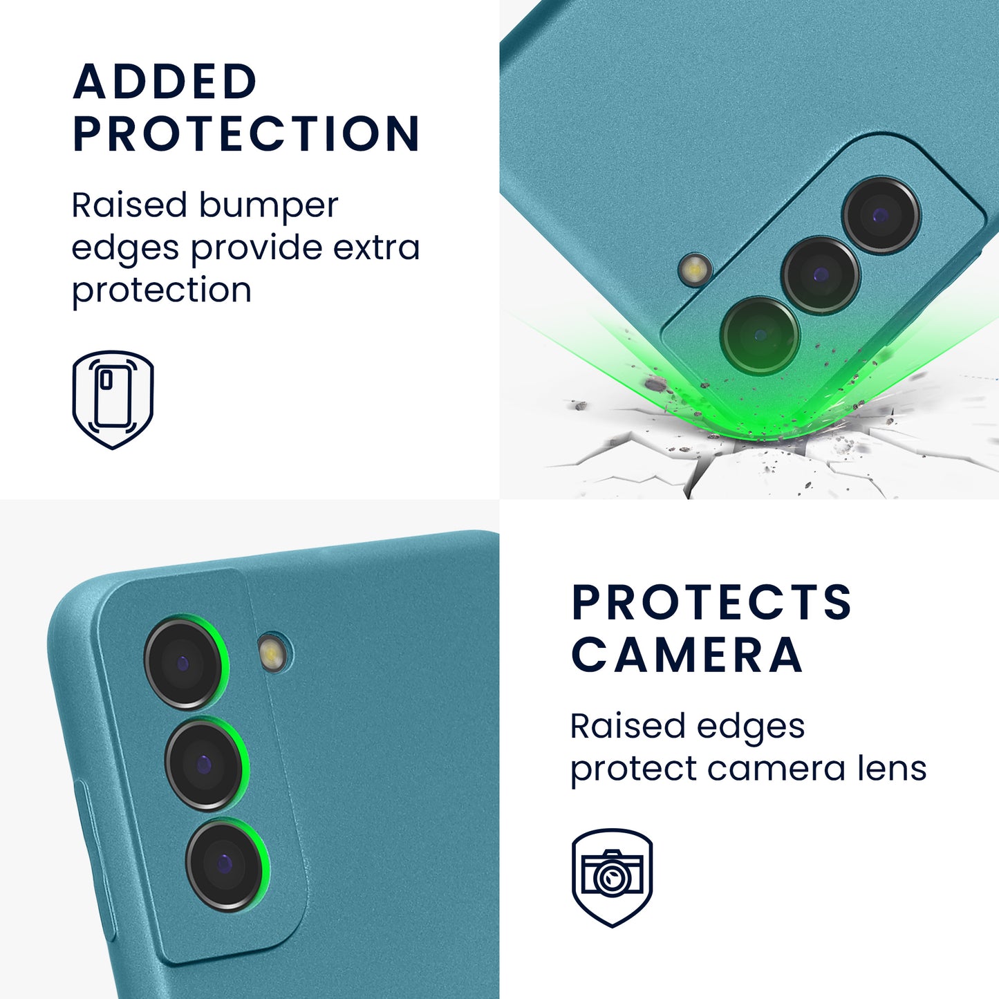 kwmobile Handyhülle für Samsung Galaxy S21 Hülle - weiche Silikon Case metallisch schimmernd - Schutzhülle Cover - Metallic Karibikblau Metallic Karibikblau
