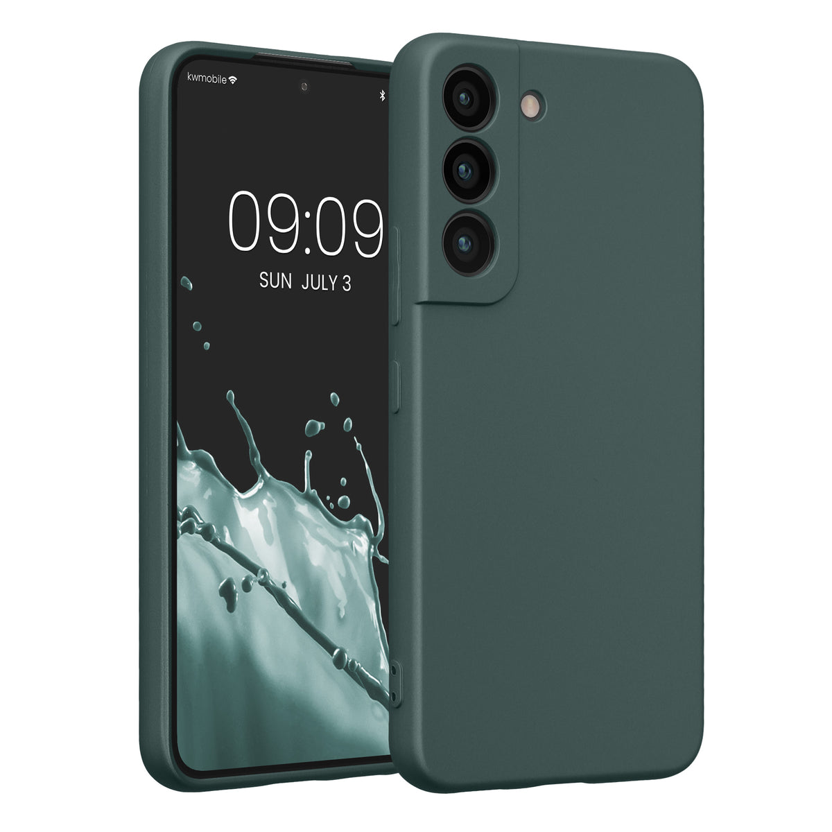kwmobile Handyhülle für Samsung Galaxy S22 Hülle - weiche Silikon Case metallisch schimmernd - Schutzhülle Cover - Metallic Petrol Metallic Petrol