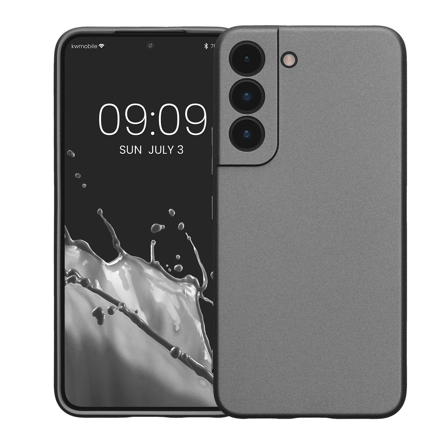 kwmobile Handyhülle für Samsung Galaxy S22 Hülle - weiche Silikon Case metallisch schimmernd - Schutzhülle Cover - Metallic Grau Metallic Grau