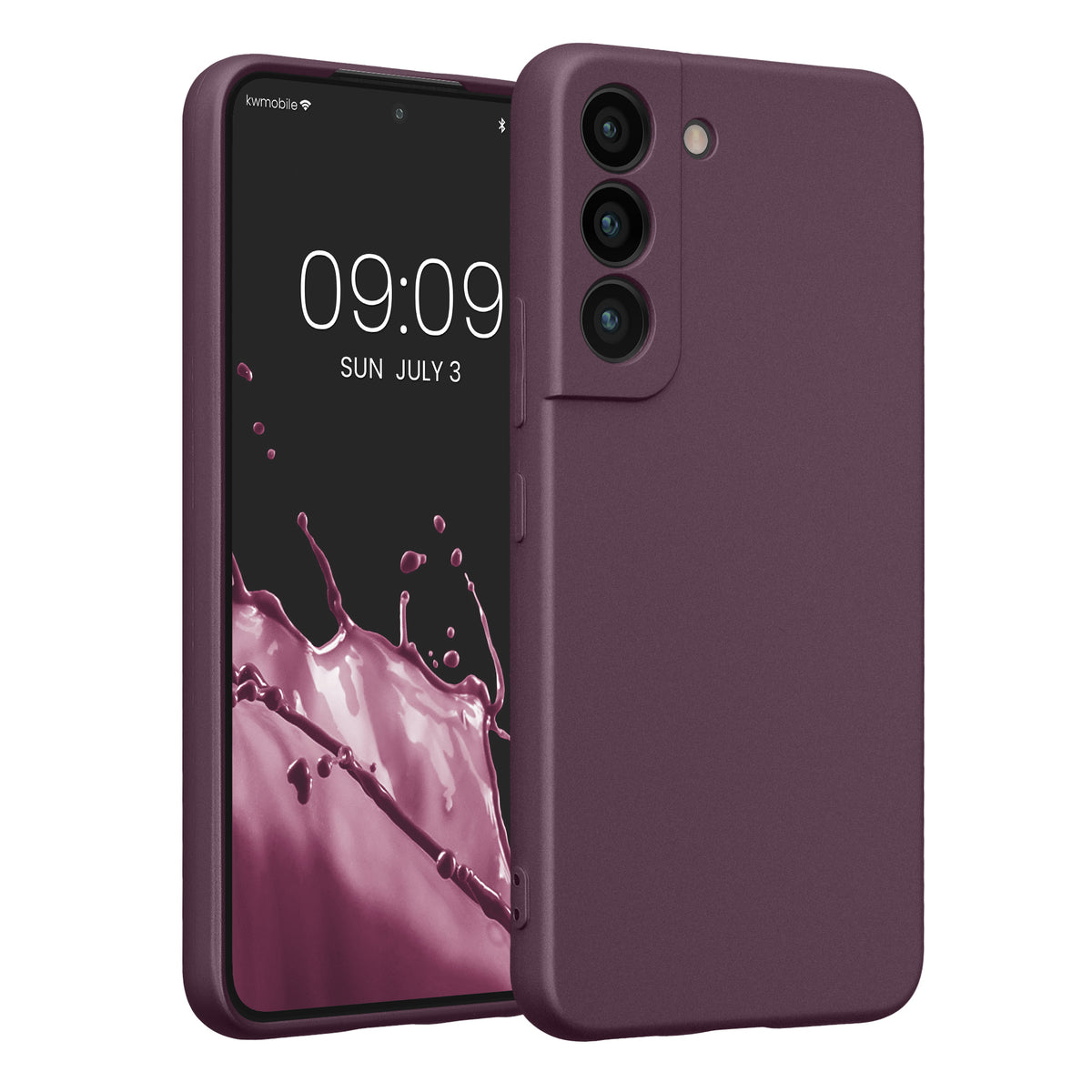 kwmobile Handyhülle für Samsung Galaxy S22 Hülle - weiche Silikon Case metallisch schimmernd - Schutzhülle Cover - Metallic Brombeere Metallic Brombeere