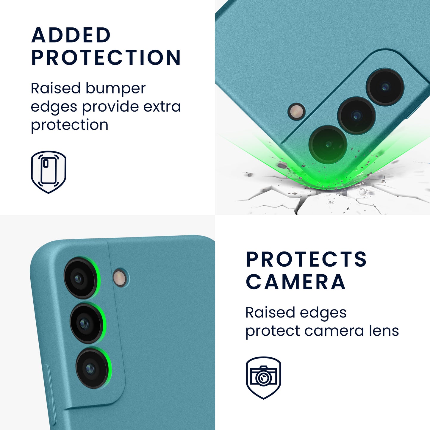 kwmobile Handyhülle für Samsung Galaxy S22 Hülle - weiche Silikon Case metallisch schimmernd - Schutzhülle Cover - Metallic Karibikblau Metallic Karibikblau