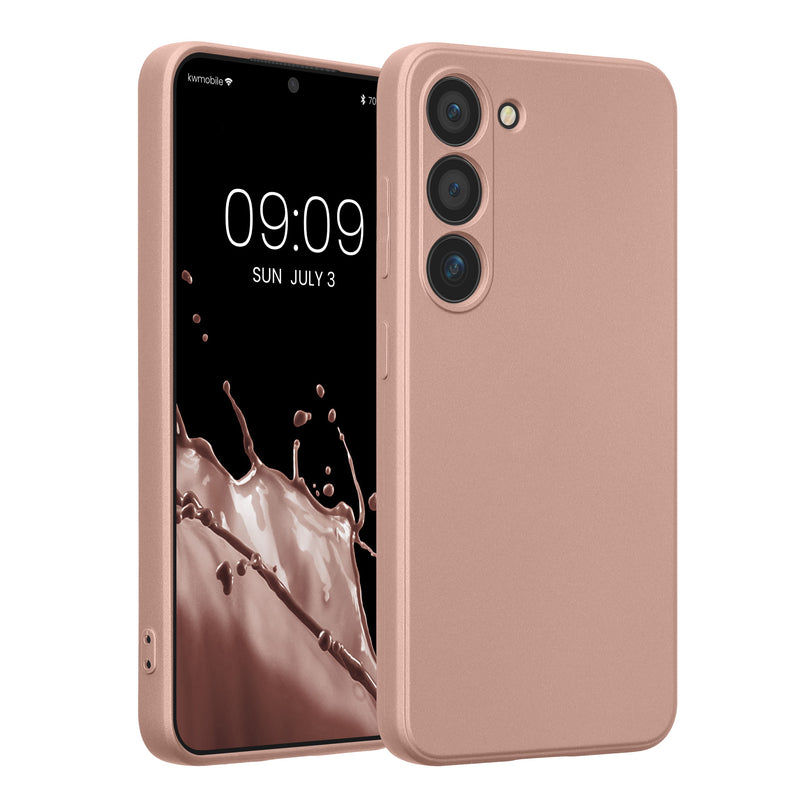 kwmobile Handyhülle für Samsung Galaxy S23 Hülle - weiche Silikon Case metallisch schimmernd - Schutzhülle Cover - Metallic Rosegold Metallic Rosegold
