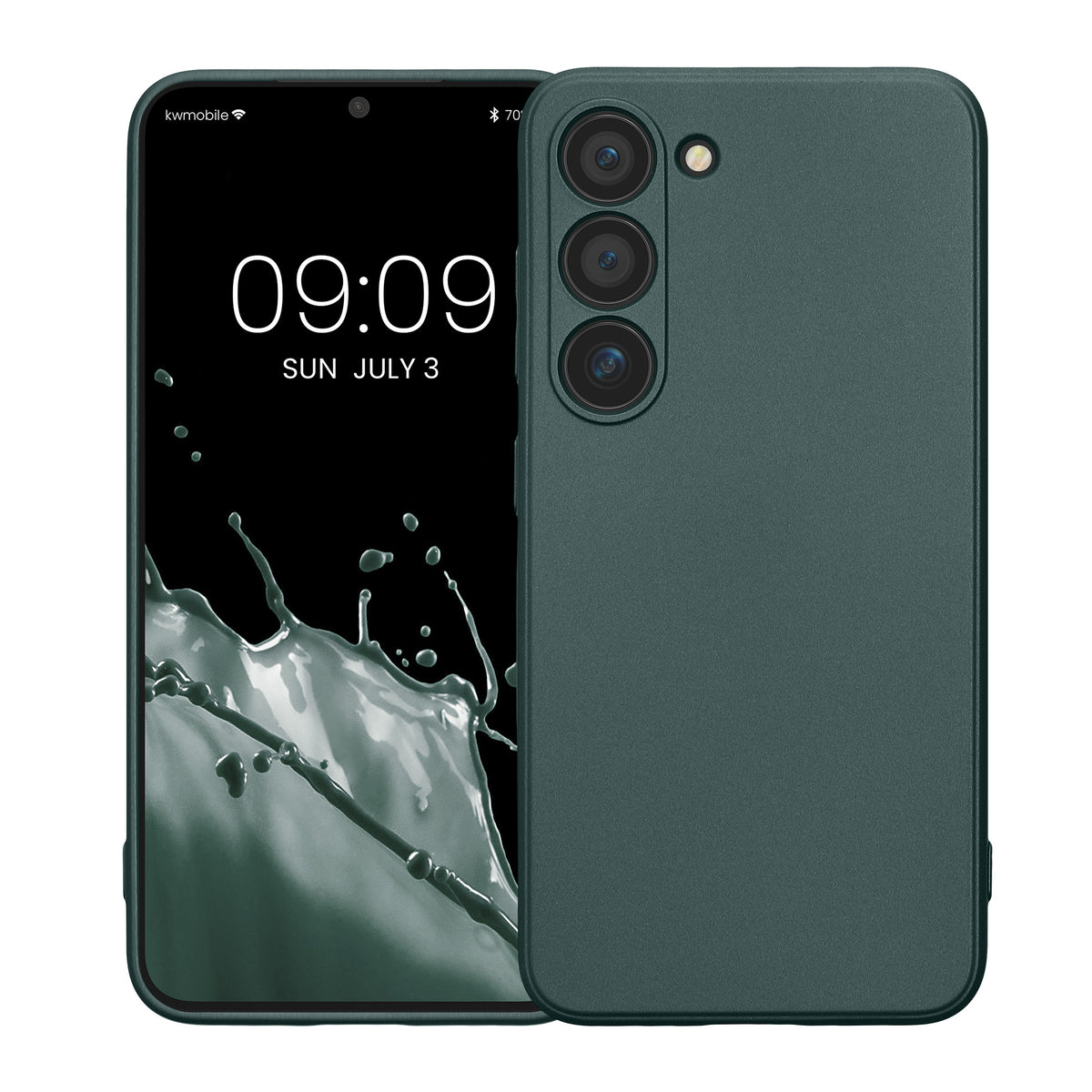 kwmobile Handyhülle für Samsung Galaxy S23 Hülle - weiche Silikon Case metallisch schimmernd - Schutzhülle Cover - Metallic Petrol Metallic Petrol