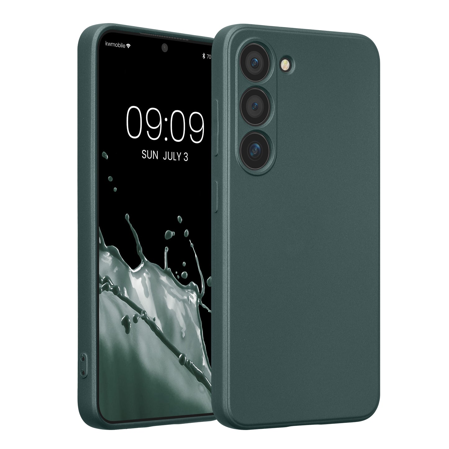 kwmobile Handyhülle für Samsung Galaxy S23 Hülle - weiche Silikon Case metallisch schimmernd - Schutzhülle Cover - Metallic Petrol Metallic Petrol