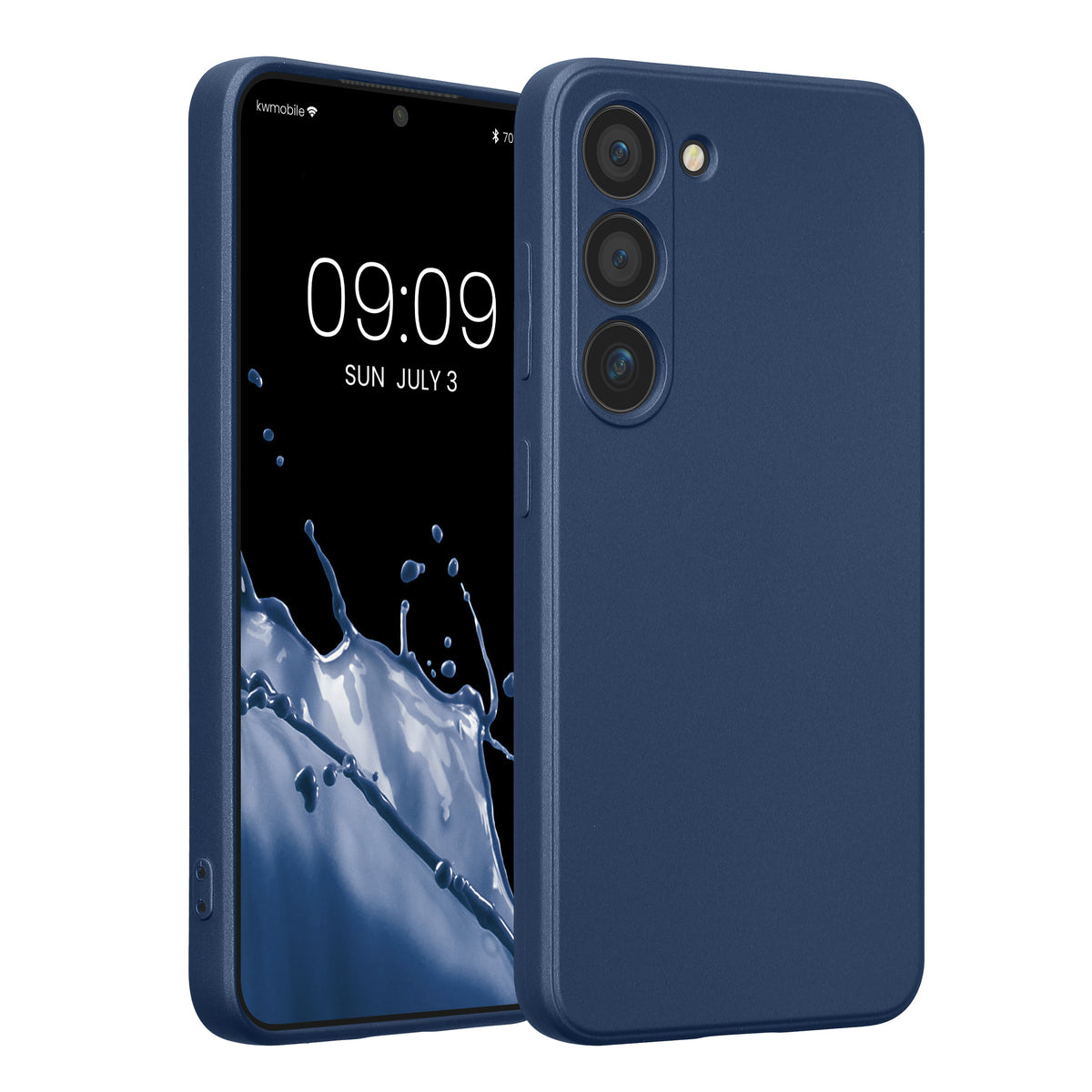kwmobile Handyhülle für Samsung Galaxy S23 Hülle - weiche Silikon Case metallisch schimmernd - Schutzhülle Cover - Metallic Blau Metallic Blau