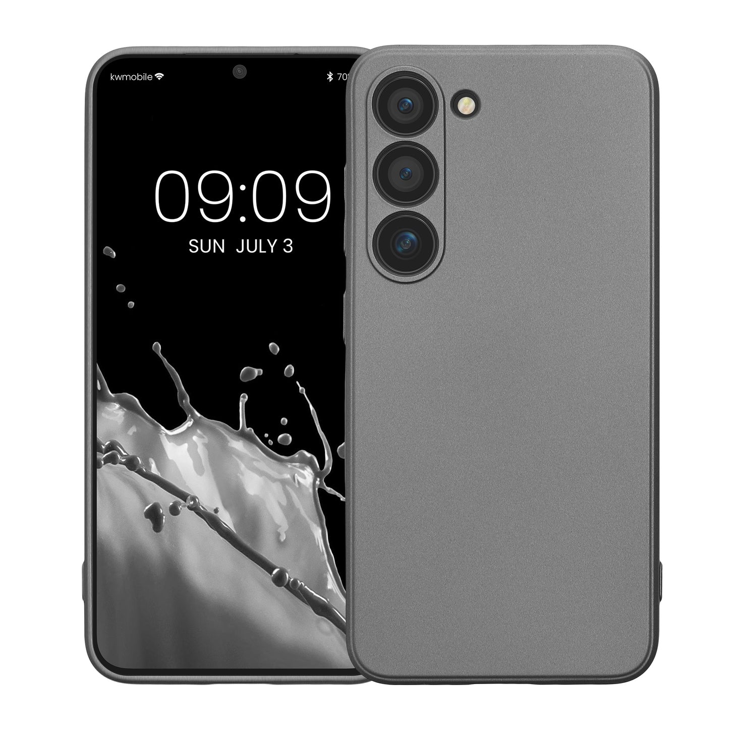 kwmobile Handyhülle für Samsung Galaxy S23 Hülle - weiche Silikon Case metallisch schimmernd - Schutzhülle Cover - Metallic Grau Metallic Grau