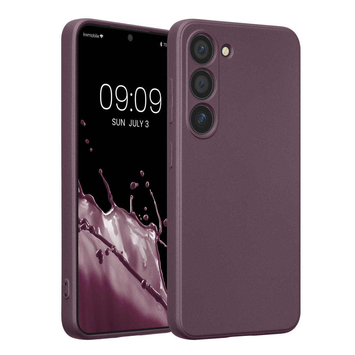 kwmobile Handyhülle für Samsung Galaxy S23 Hülle - weiche Silikon Case metallisch schimmernd - Schutzhülle Cover - Metallic Brombeere Metallic Brombeere