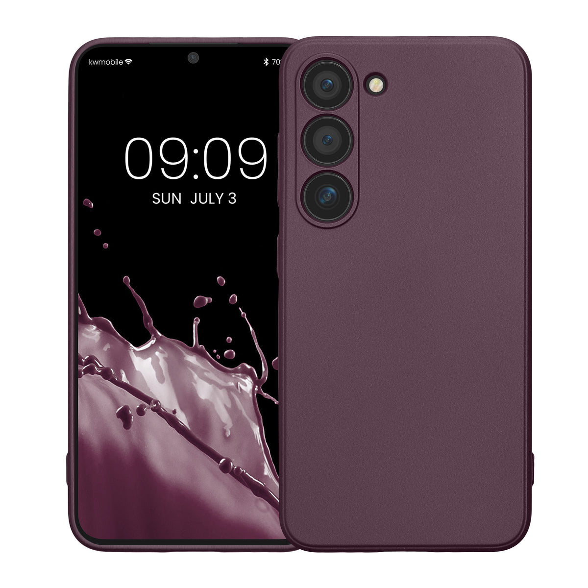 kwmobile Handyhülle für Samsung Galaxy S23 Hülle - weiche Silikon Case metallisch schimmernd - Schutzhülle Cover - Metallic Brombeere Metallic Brombeere