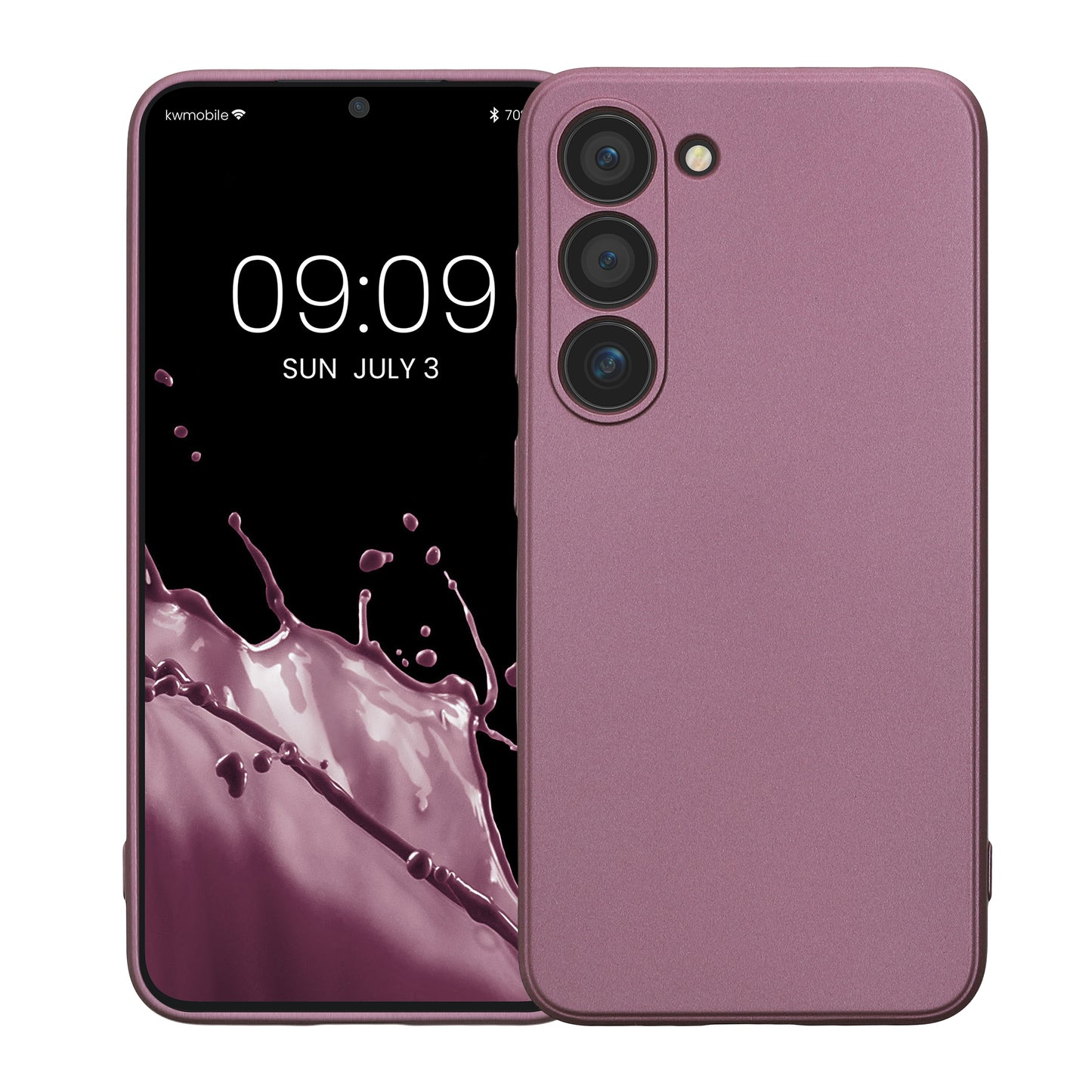 kwmobile Handyhülle für Samsung Galaxy S23 Hülle - weiche Silikon Case metallisch schimmernd - Schutzhülle Cover - Metallic Lavendel Metallic Lavendel