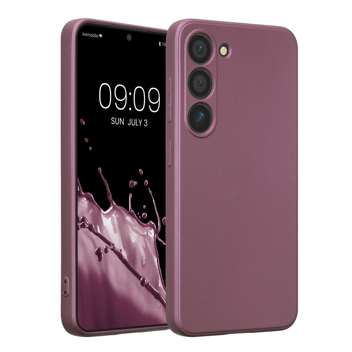 kwmobile Handyhülle für Samsung Galaxy S23 Hülle - weiche Silikon Case metallisch schimmernd - Schutzhülle Cover - Metallic Lavendel Metallic Lavendel