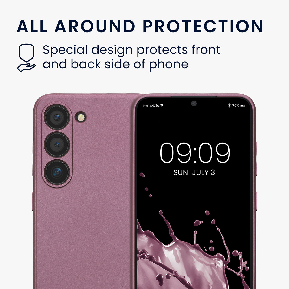kwmobile Handyhülle für Samsung Galaxy S23 Hülle - weiche Silikon Case metallisch schimmernd - Schutzhülle Cover - Metallic Lavendel Metallic Lavendel