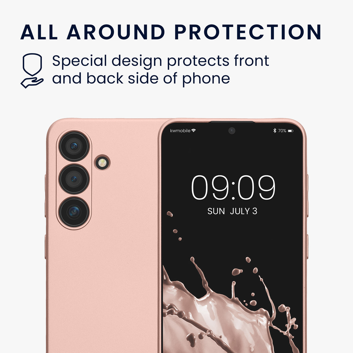 kwmobile Handyhülle für Samsung Galaxy S24 Hülle - weiche Silikon Case metallisch schimmernd - Schutzhülle Cover - Metallic Rosegold Metallic Rosegold