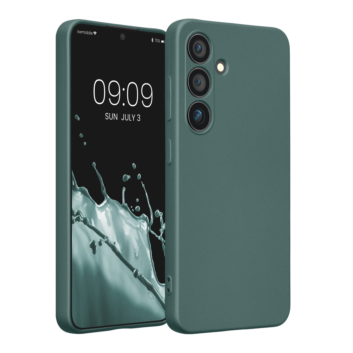kwmobile Handyhülle für Samsung Galaxy S24 Hülle - weiche Silikon Case metallisch schimmernd - Schutzhülle Cover - Metallic Petrol Metallic Petrol