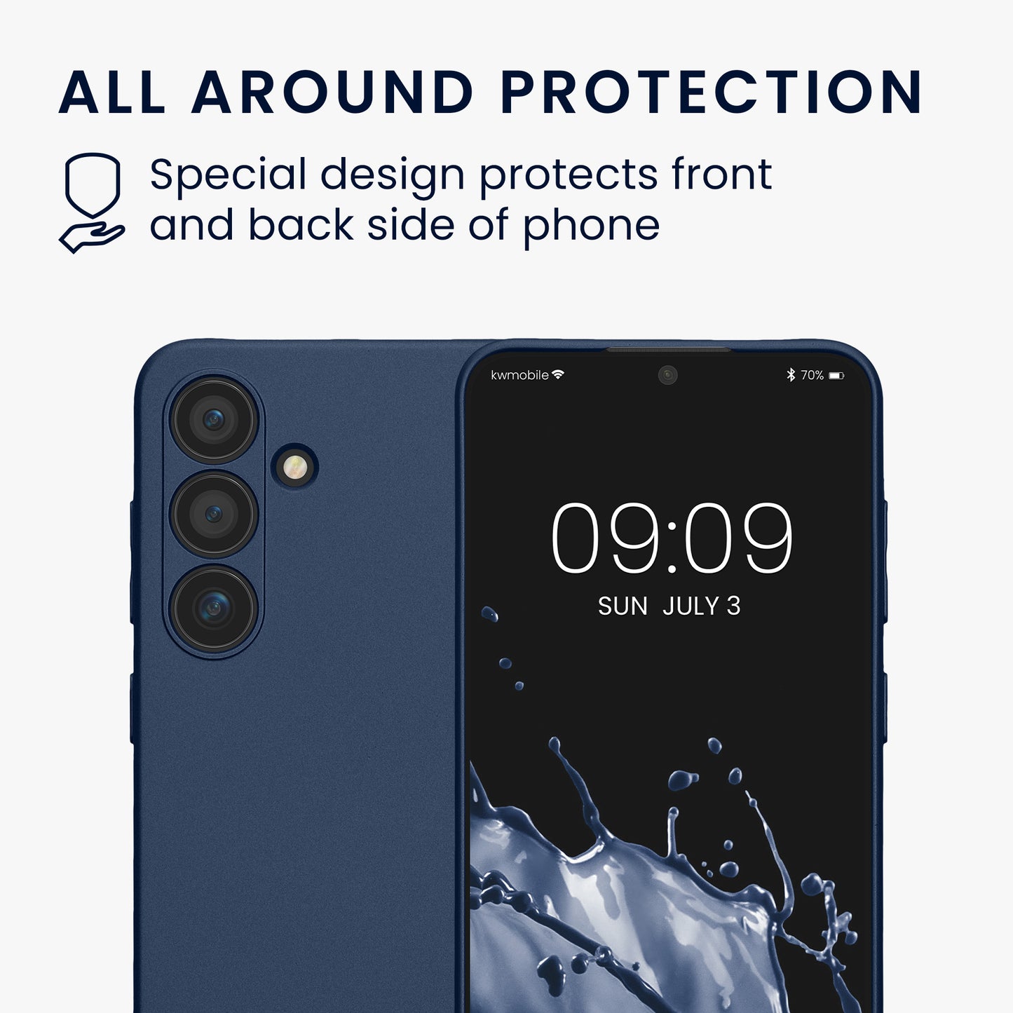 kwmobile Handyhülle für Samsung Galaxy S24 Hülle - weiche Silikon Case metallisch schimmernd - Schutzhülle Cover - Metallic Blau Metallic Blau