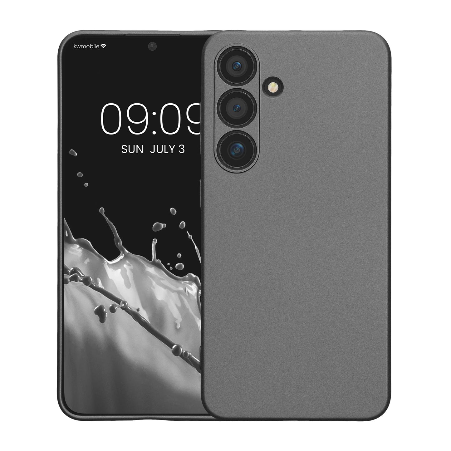 kwmobile Handyhülle für Samsung Galaxy S24 Hülle - weiche Silikon Case metallisch schimmernd - Schutzhülle Cover - Metallic Grau Metallic Grau
