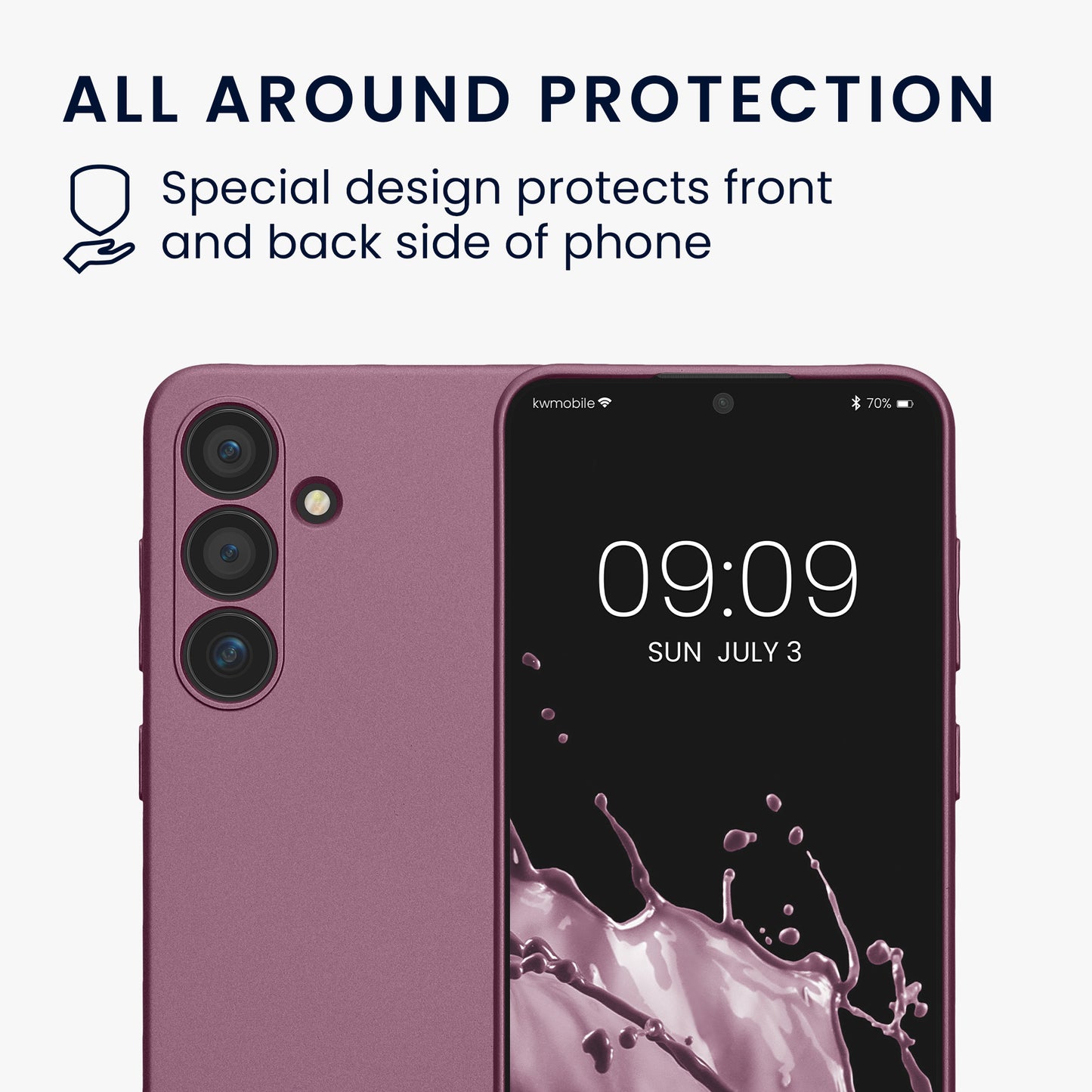 kwmobile Handyhülle für Samsung Galaxy S24 Hülle - weiche Silikon Case metallisch schimmernd - Schutzhülle Cover - Metallic Lavendel Metallic Lavendel