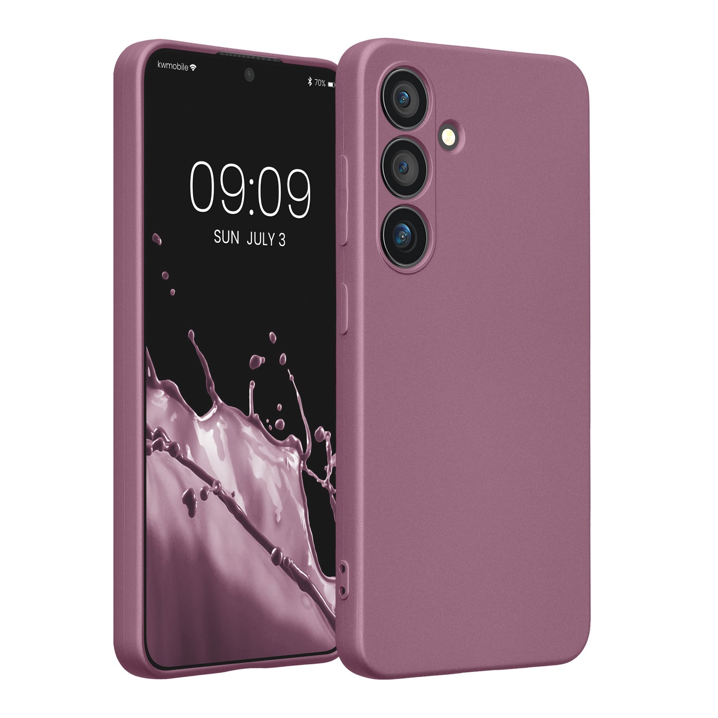 kwmobile Handyhülle für Samsung Galaxy S24 Hülle - weiche Silikon Case metallisch schimmernd - Schutzhülle Cover - Metallic Lavendel Metallic Lavendel