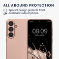 kwmobile Handyhülle für Samsung Galaxy S25 Hülle - weiche Silikon Case metallisch schimmernd - Schutzhülle Cover - Metallic Rosegold Metallic Rosegold