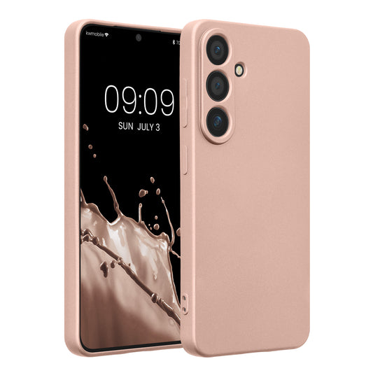kwmobile Handyhülle für Samsung Galaxy S25 Hülle - weiche Silikon Case metallisch schimmernd - Schutzhülle Cover - Metallic Rosegold Metallic Rosegold