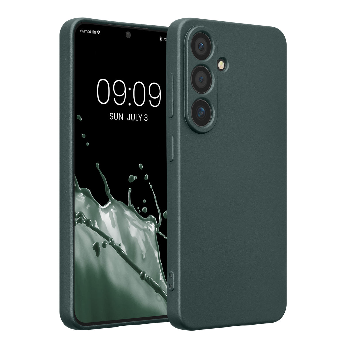kwmobile Handyhülle für Samsung Galaxy S25 Hülle - weiche Silikon Case metallisch schimmernd - Schutzhülle Cover - Metallic Petrol Metallic Petrol
