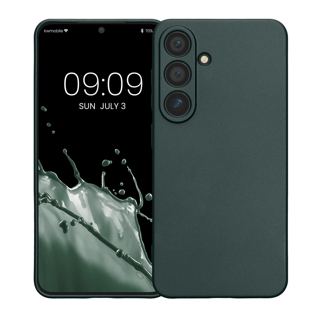 kwmobile Handyhülle für Samsung Galaxy S25 Hülle - weiche Silikon Case metallisch schimmernd - Schutzhülle Cover - Metallic Petrol Metallic Petrol