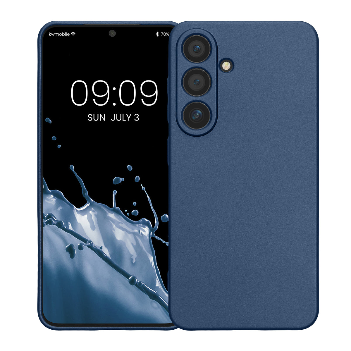 kwmobile Handyhülle für Samsung Galaxy S25 Hülle - weiche Silikon Case metallisch schimmernd - Schutzhülle Cover - Metallic Blau Metallic Blau