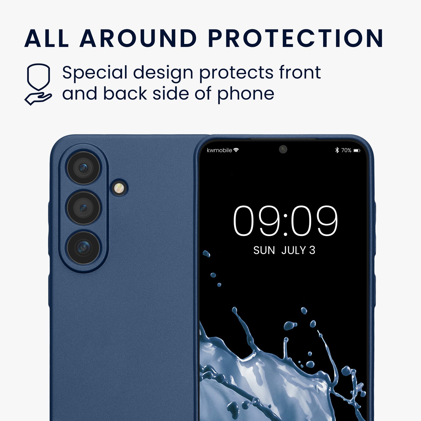 kwmobile Handyhülle für Samsung Galaxy S25 Hülle - weiche Silikon Case metallisch schimmernd - Schutzhülle Cover - Metallic Blau Metallic Blau