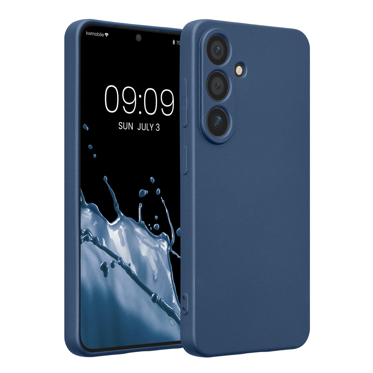 kwmobile Handyhülle für Samsung Galaxy S25 Hülle - weiche Silikon Case metallisch schimmernd - Schutzhülle Cover - Metallic Blau Metallic Blau