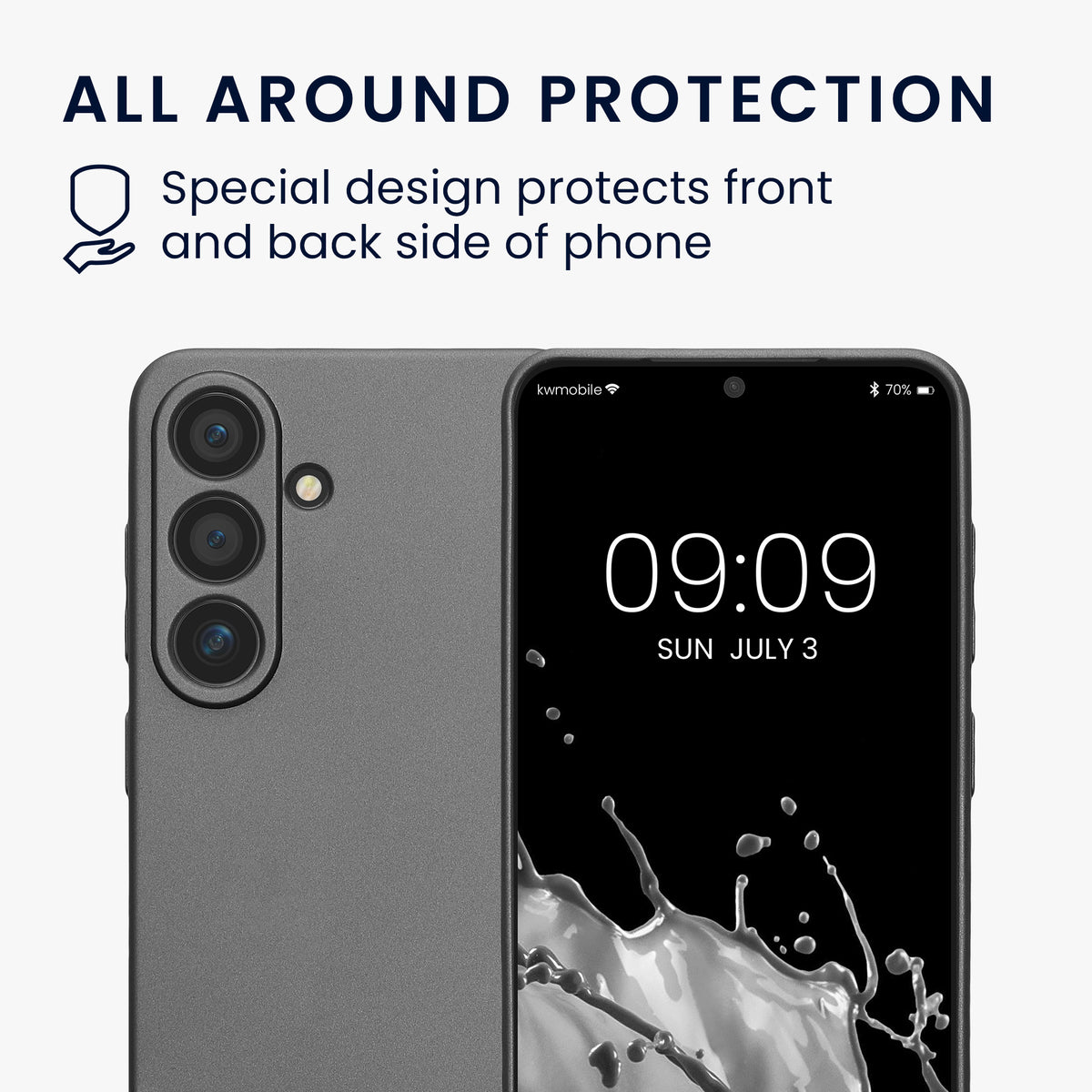 kwmobile Handyhülle für Samsung Galaxy S25 Hülle - weiche Silikon Case metallisch schimmernd - Schutzhülle Cover - Metallic Grau Metallic Grau