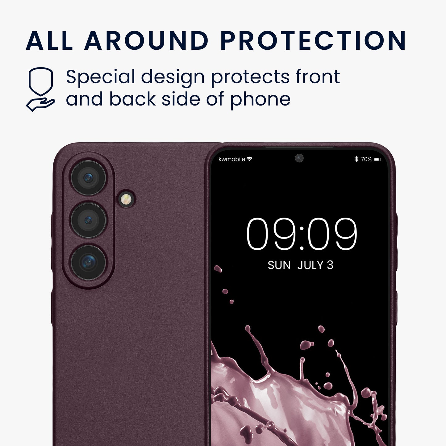 kwmobile Handyhülle für Samsung Galaxy S25 Hülle - weiche Silikon Case metallisch schimmernd - Schutzhülle Cover - Metallic Brombeere Metallic Brombeere