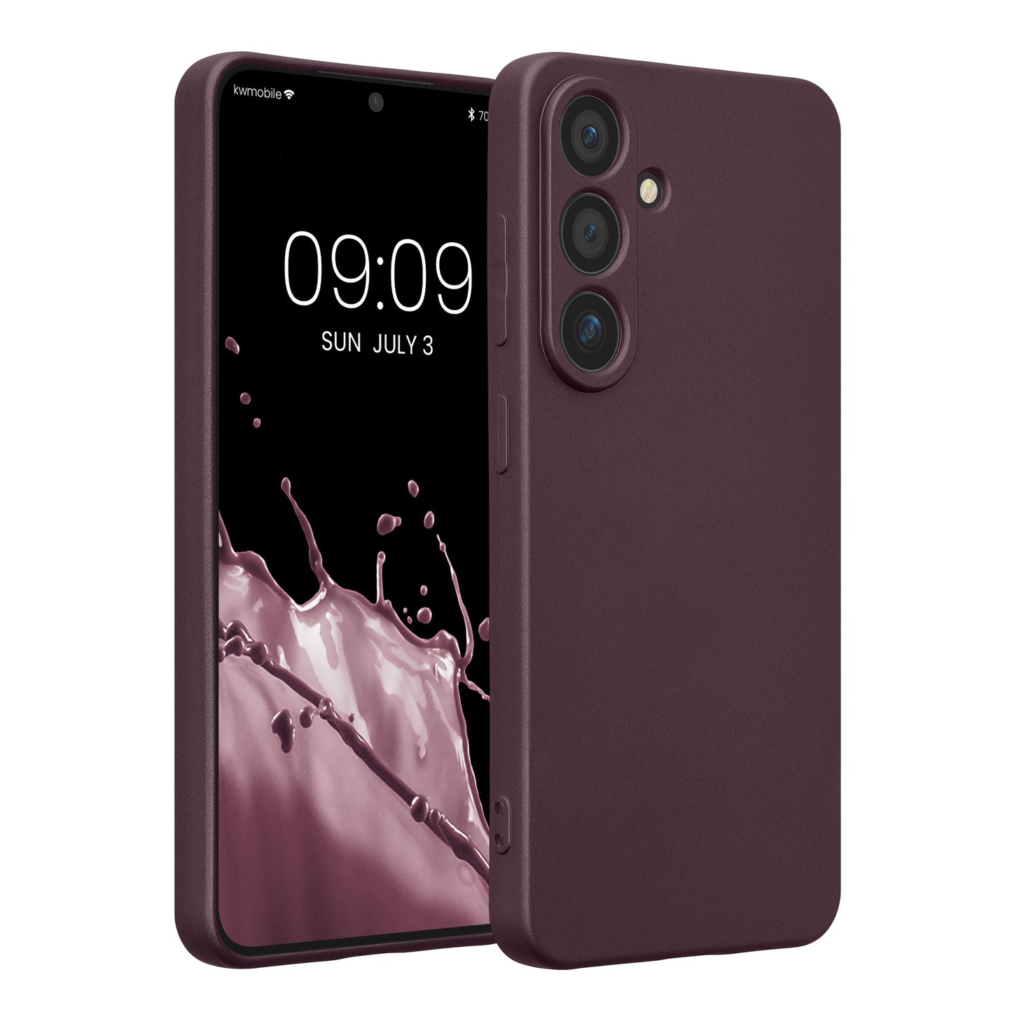 kwmobile Handyhülle für Samsung Galaxy S25 Hülle - weiche Silikon Case metallisch schimmernd - Schutzhülle Cover - Metallic Brombeere Metallic Brombeere