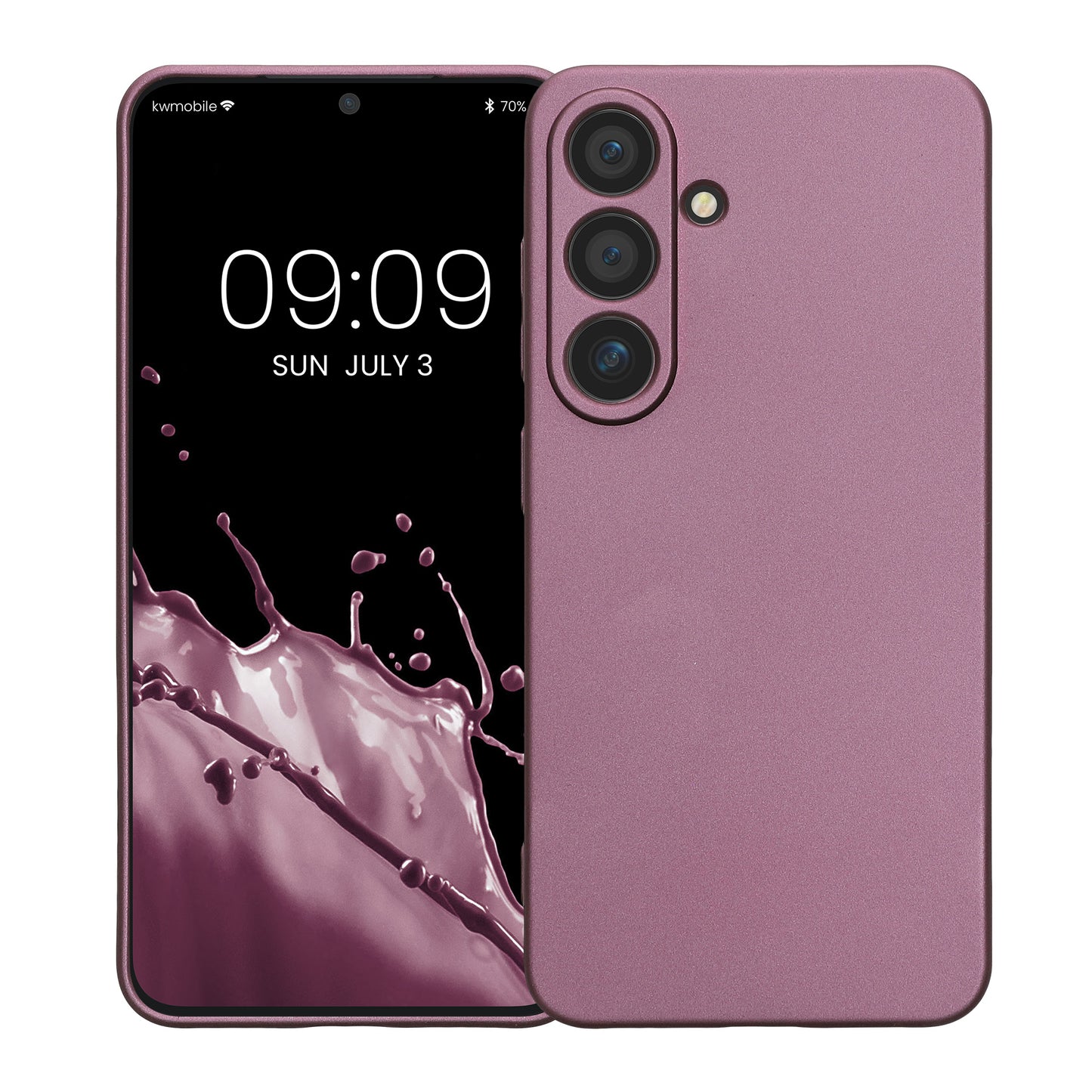 kwmobile Handyhülle für Samsung Galaxy S25 Hülle - weiche Silikon Case metallisch schimmernd - Schutzhülle Cover - Metallic Lavendel Metallic Lavendel