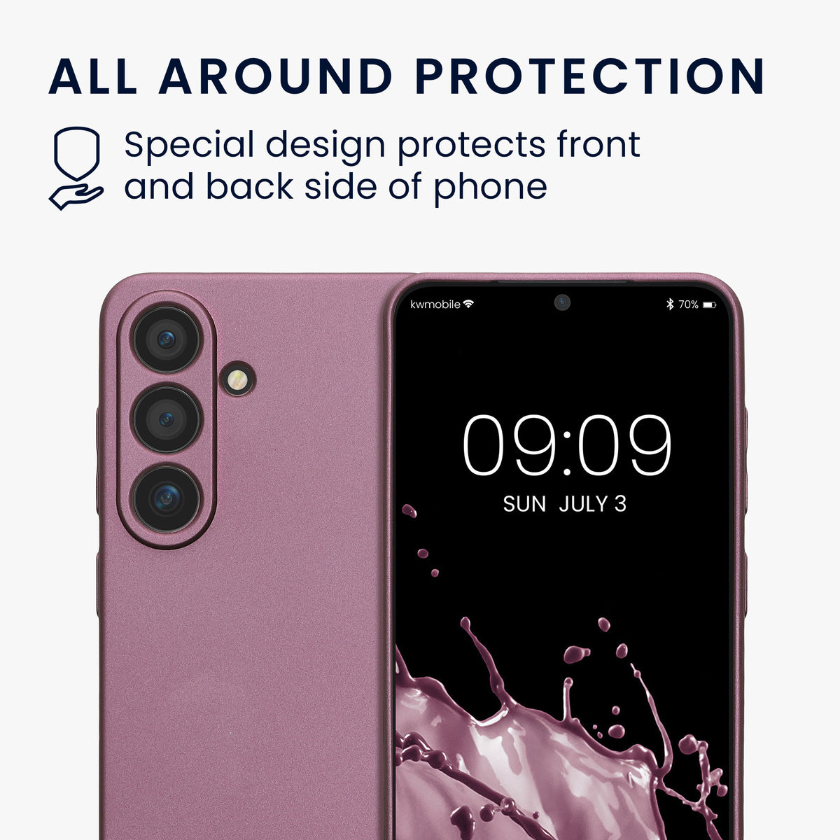 kwmobile Handyhülle für Samsung Galaxy S25 Hülle - weiche Silikon Case metallisch schimmernd - Schutzhülle Cover - Metallic Lavendel Metallic Lavendel