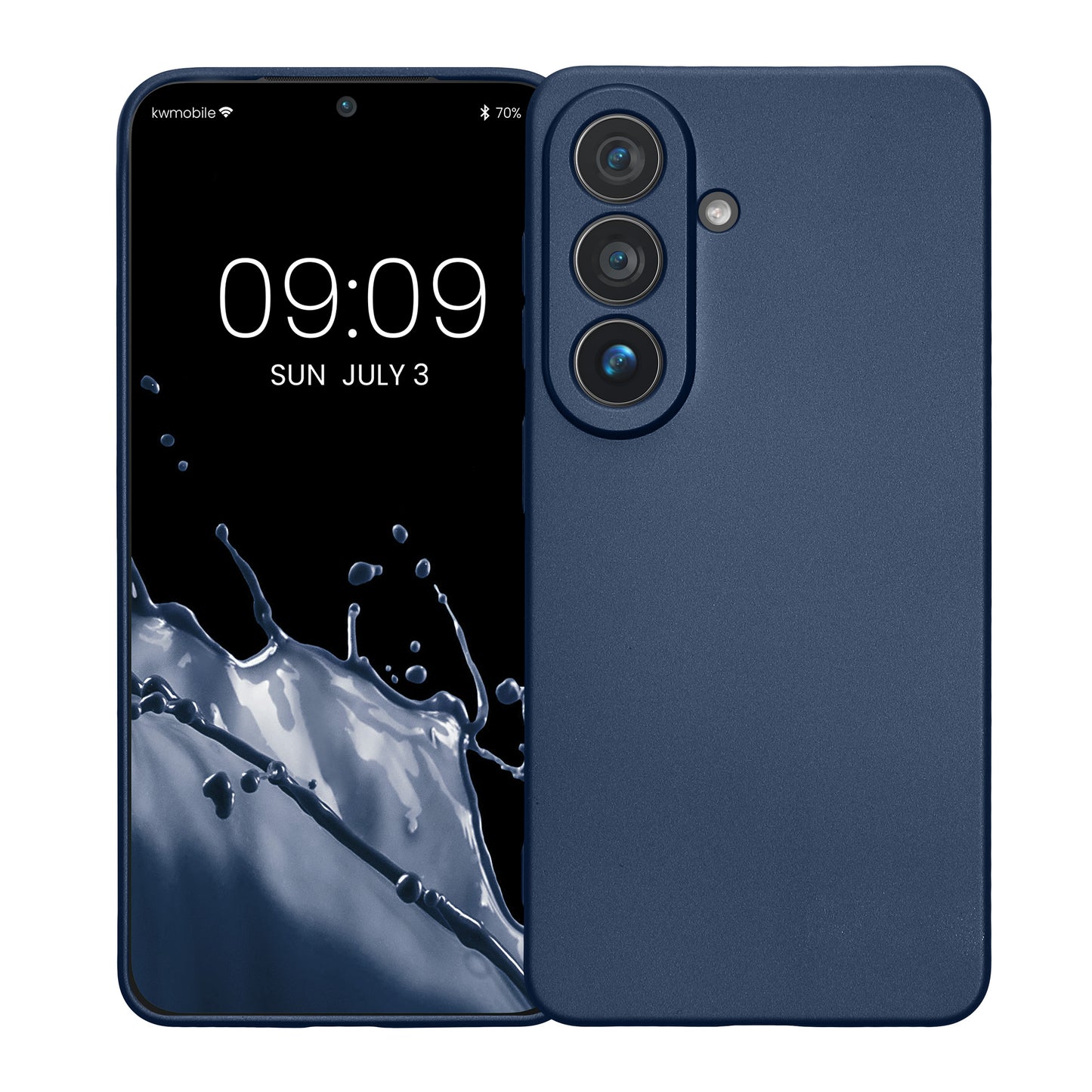 kwmobile Handyhülle für Samsung Galaxy S26 Hülle - weiche Silikon Case metallisch schimmernd - Schutzhülle Cover - Metallic Blau Metallic Blau