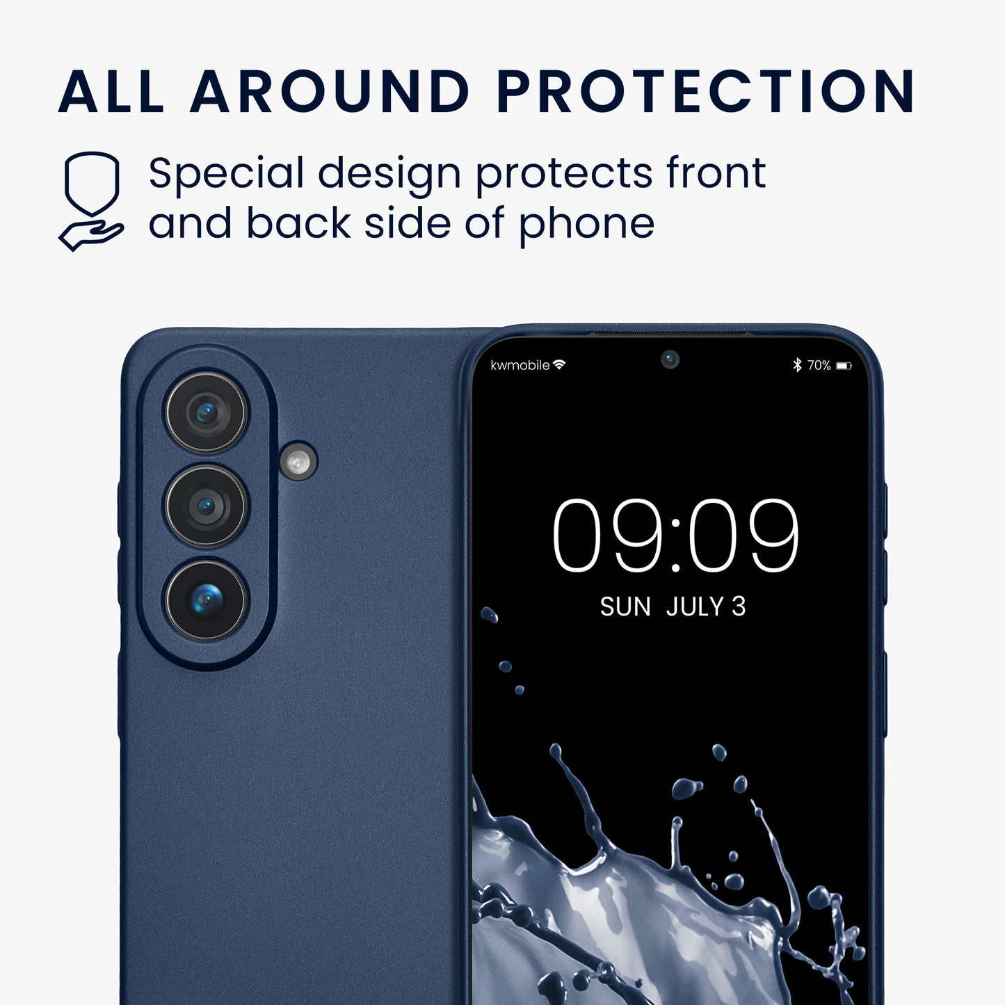 kwmobile Handyhülle für Samsung Galaxy S26 Hülle - weiche Silikon Case metallisch schimmernd - Schutzhülle Cover - Metallic Blau Metallic Blau