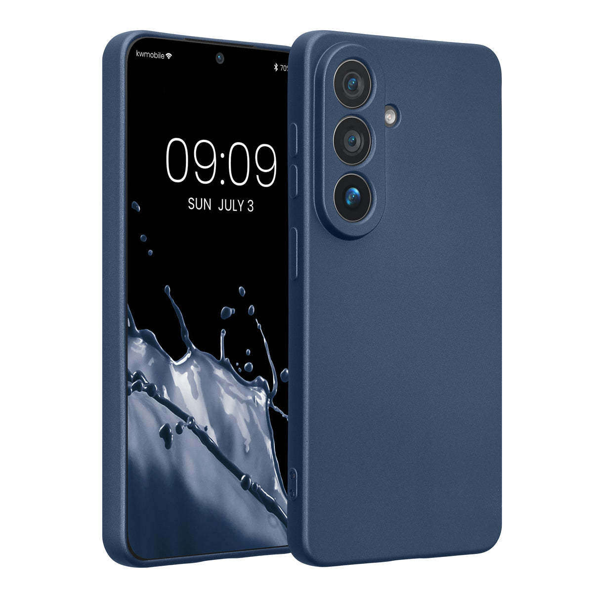 kwmobile Handyhülle für Samsung Galaxy S26 Hülle - weiche Silikon Case metallisch schimmernd - Schutzhülle Cover - Metallic Blau Metallic Blau