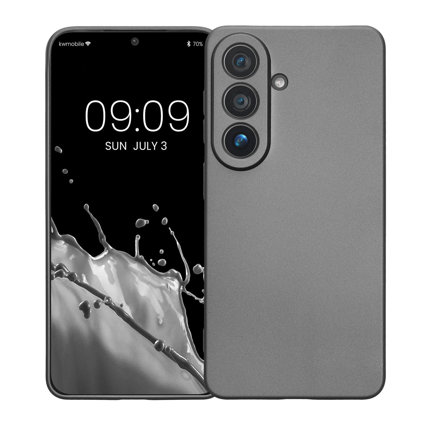 kwmobile Handyhülle für Samsung Galaxy S26 Hülle - weiche Silikon Case metallisch schimmernd - Schutzhülle Cover - Metallic Grau Metallic Grau
