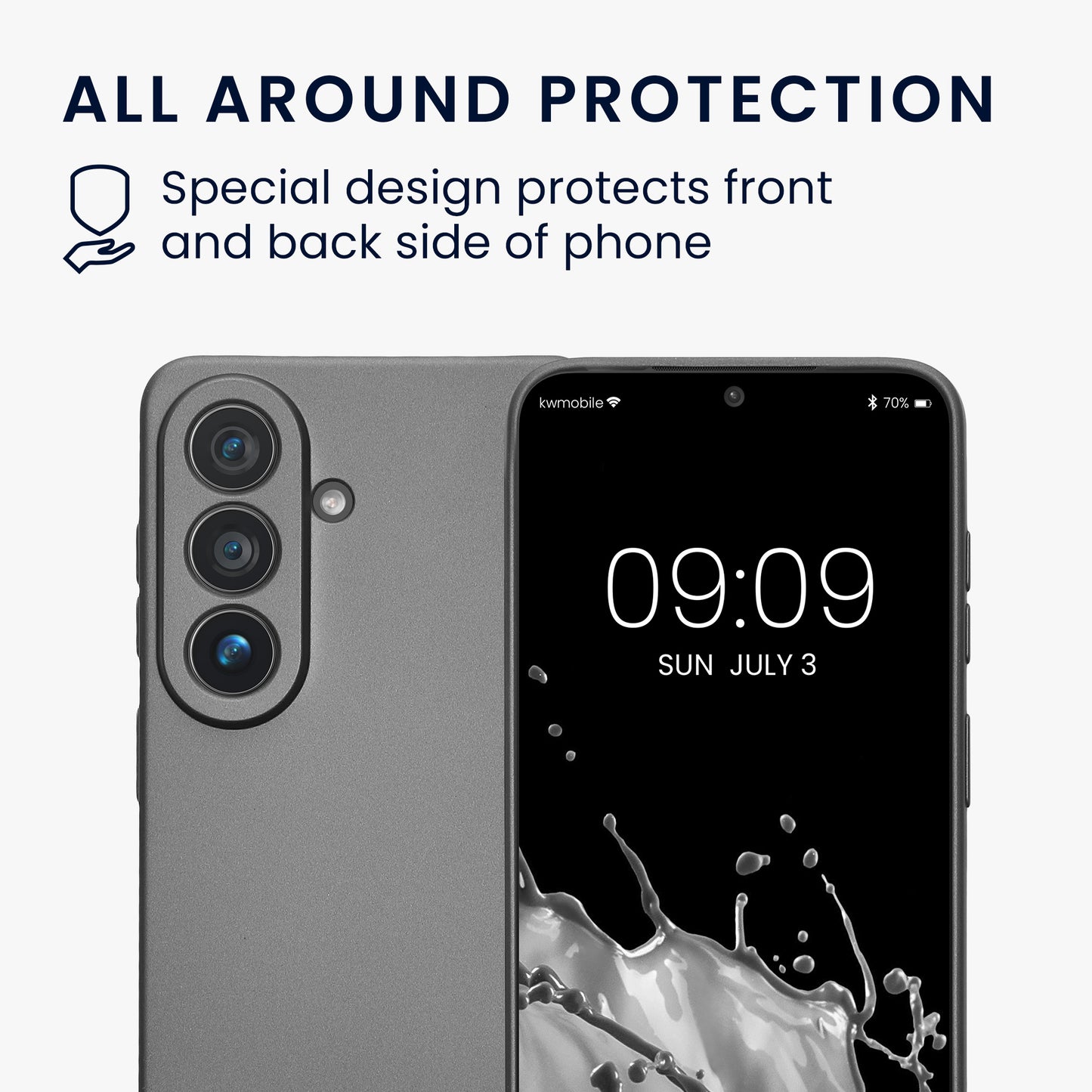 kwmobile Handyhülle für Samsung Galaxy S26 Hülle - weiche Silikon Case metallisch schimmernd - Schutzhülle Cover - Metallic Grau Metallic Grau