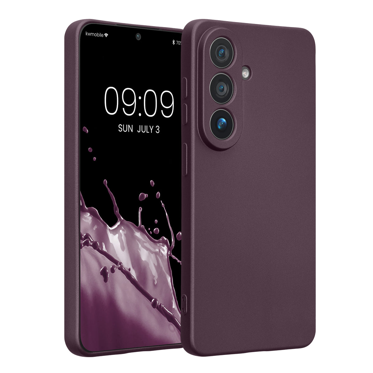 kwmobile Handyhülle für Samsung Galaxy S26 Hülle - weiche Silikon Case metallisch schimmernd - Schutzhülle Cover - Metallic Brombeere Metallic Brombeere