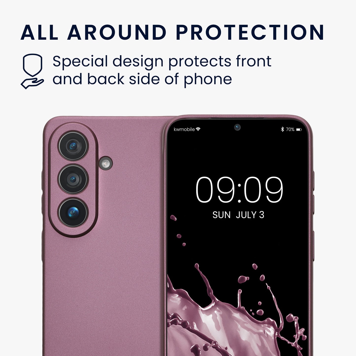 kwmobile Handyhülle für Samsung Galaxy S26 Hülle - weiche Silikon Case metallisch schimmernd - Schutzhülle Cover - Metallic Lavendel Metallic Lavendel